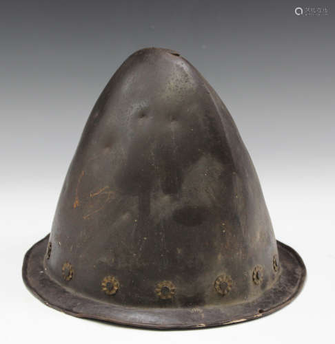 A 17th century style morion helmet with raised crown and nar...