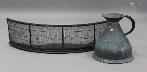 A Regency wirework bowfront fender, height 30cm, width 118cm...