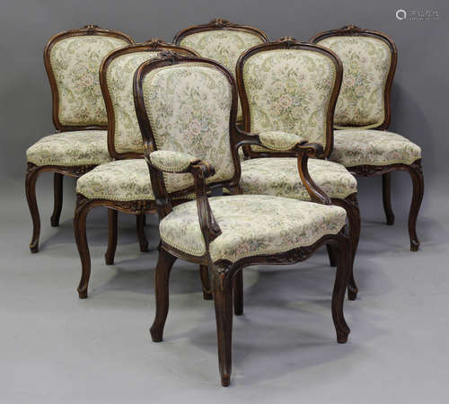 A set of six mid-19th century Scottish walnut dining chairs ...