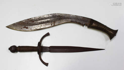 A 19th century steel parrying dagger with double-edged diamo...