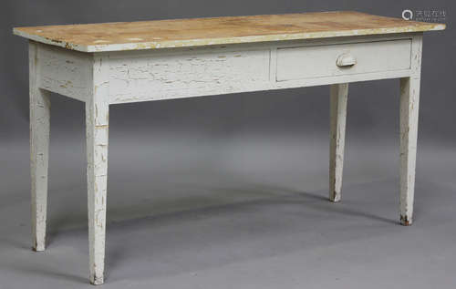 A 20th century painted pine serving table, the frieze fitted...