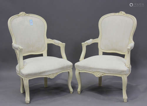 A pair of late 20th century French cream painted showframe f...