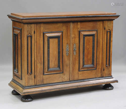 A 19th century Continental walnut side cabinet, fitted with ...