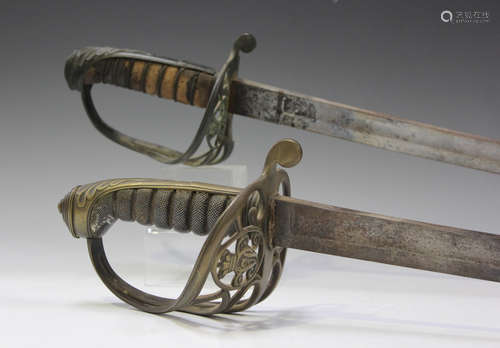 A Victorian 1845 pattern infantry officer's sword with sligh...