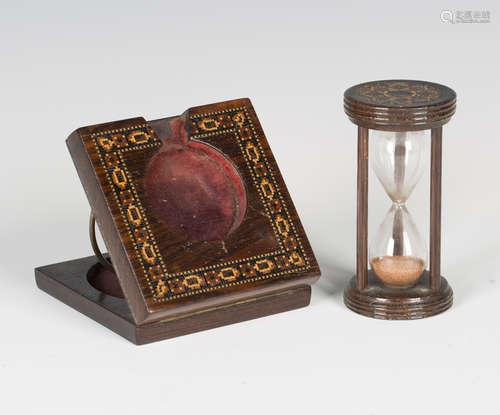 A Victorian rosewood Tunbridge ware pocket watch stand by T....