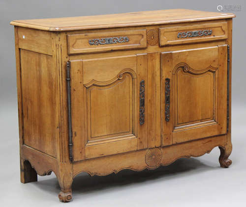 An 18th century French cherry side cabinet, the two drawers ...