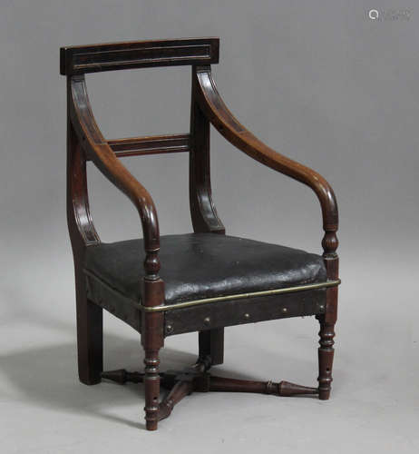 A Regency mahogany child's chair with bar back and 'X' frame...