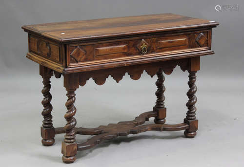 A 19th century Continental walnut side table, fitted with a ...