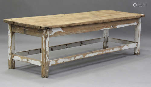 A 20th century pine low table, on a white painted base, heig...