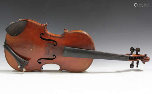 A child's size violin, bearing interior label detailed 'Anto...