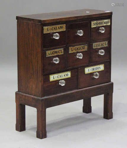 A late 19th century mahogany apothecary's chest of eight dra...