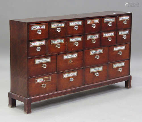 A late 19th century mahogany apothecary's chest of twenty dr...