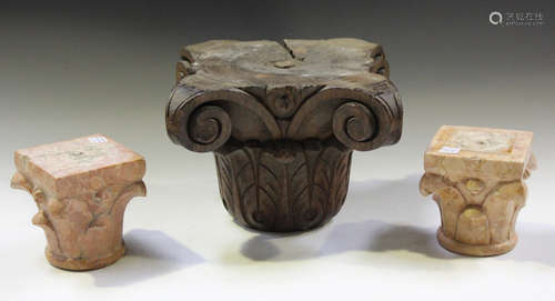 An early 20th century carved oak architectural capital of ac...