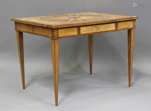 A 19th century Scandinavian ash and walnut centre table with...