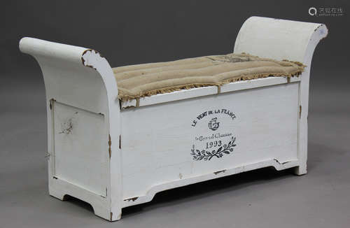 A late 20th century white painted box seat stool, height 62c...