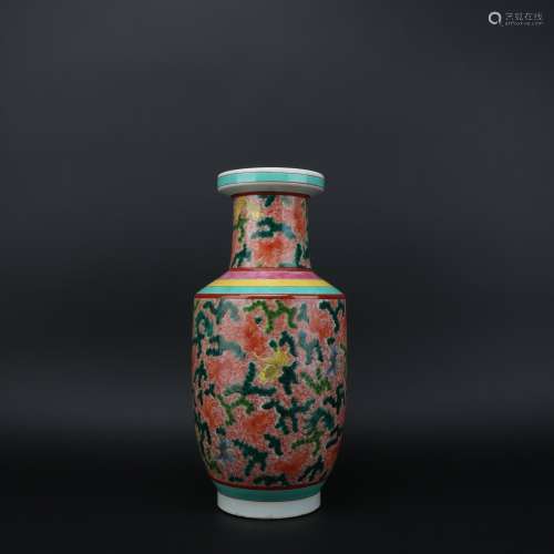 Famille Rose Chinese-staff-shaped Vase