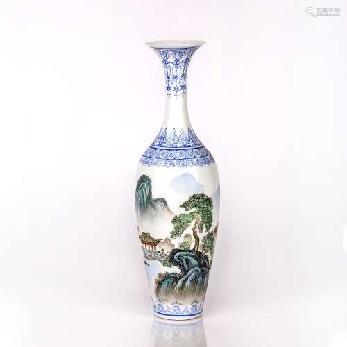 Eggshell slender porcelain vase Chinese, Republic period pai...