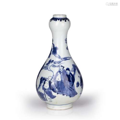 Blue and white vase Chinese decorated to the exterior with f...