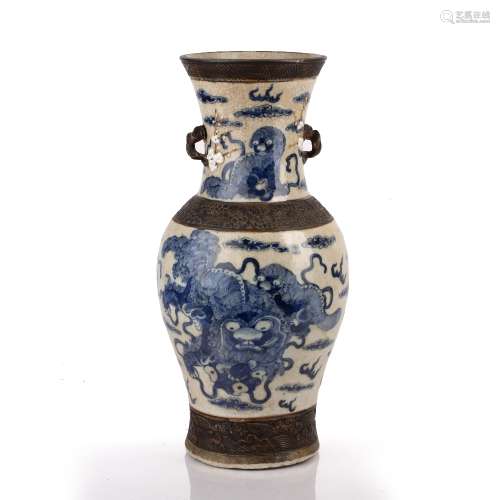 Crackle-glazed Canton vase Chinese, 19th Century decorated t...