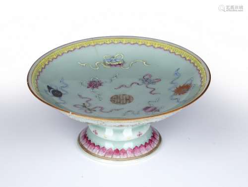 Celadon tazza Chinese, 19th Century decorated to the top wit...