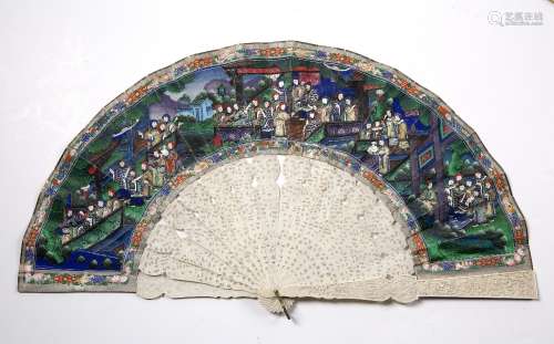Ivory and painted brise fan Chinese, 19th Century the paper ...