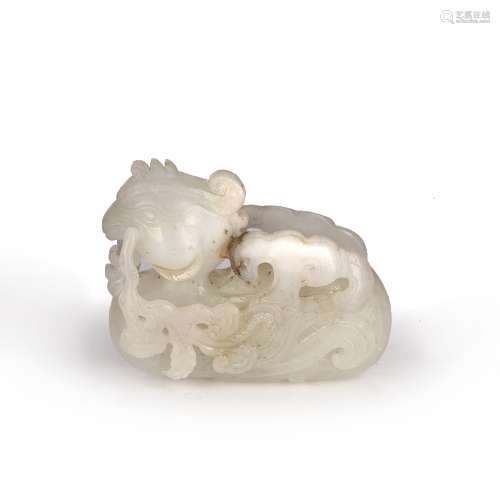 Jade carving of a phoenix Chinese carved in a recumbent posi...
