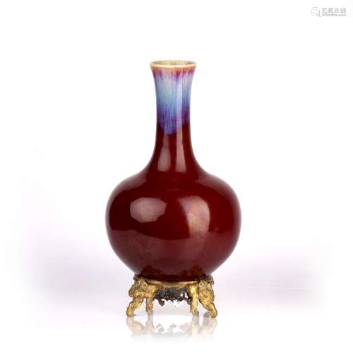 Flambe glazed bottle vase Chinese, 18th Century modelled wit...
