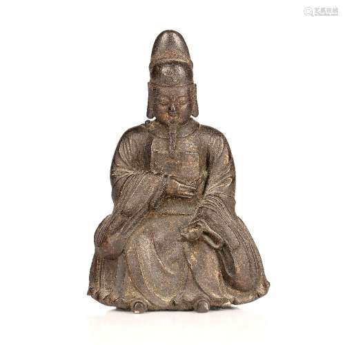 Bronze figure Chinese, Ming period depicting an official sit...