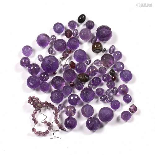 Collection of amethyst beads Chinese of varying sizes Condit...