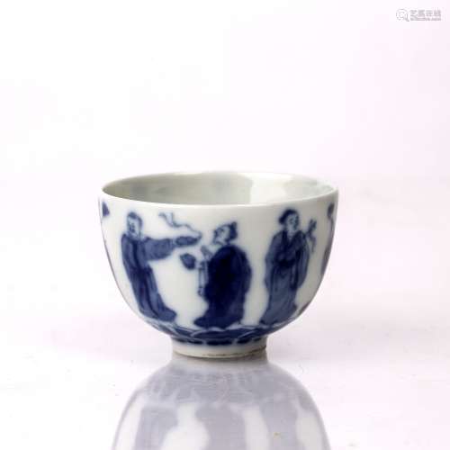 Blue and white porcelain wine cup Chinese painted with Immor...