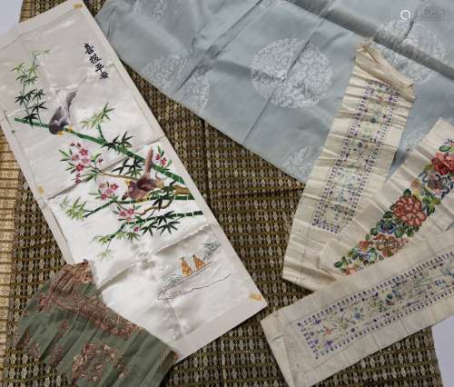 Collection of material Chinese comprising of one silk embroi...