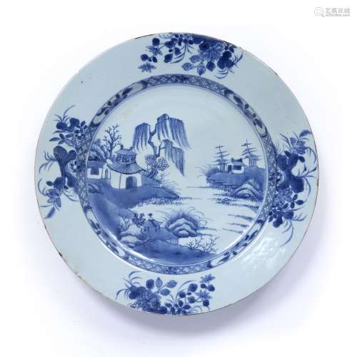 Blue and white charger Chinese, 18th Century decorated to th...