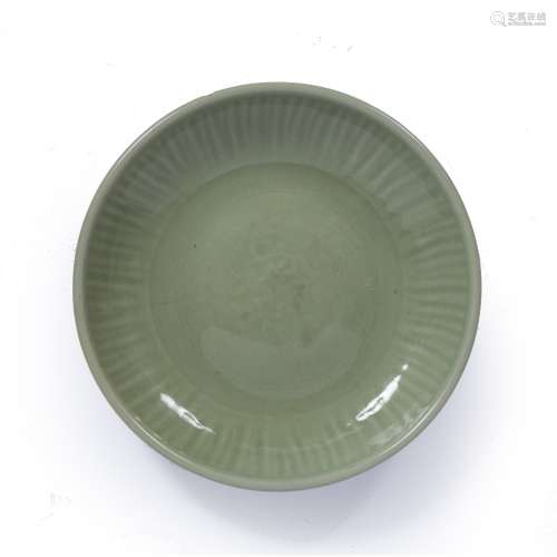Longquan celadon dish Chinese, Ming dynasty with a lobed bor...