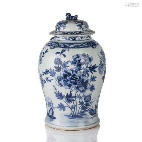 Blue and white baluster vase and cover Chinese, 19th Century...