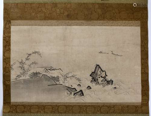 Chinese School Landscape scene, hanging scroll, ink on paper...