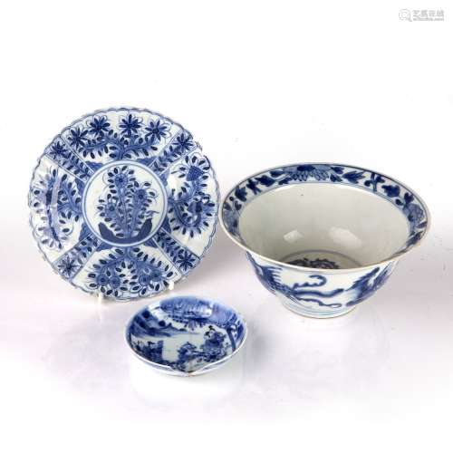 Group of blue and white porcelain Chinese, Kangxi and later ...