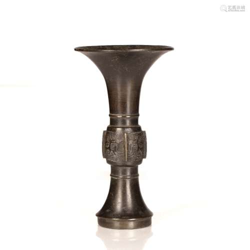 Small bronze gu vase Chinese, 18th/19th Century with taotie ...