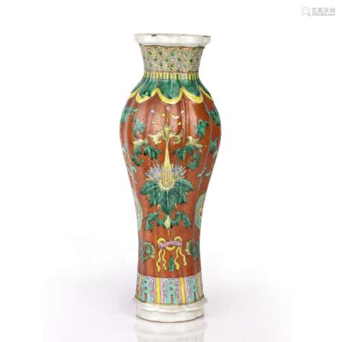 Canton fluted porcelain vase Chinese, 19th Century the heavi...