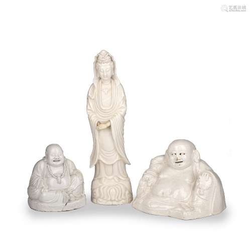 Blanc de chine standing figure of Guanyin Chinese a small se...