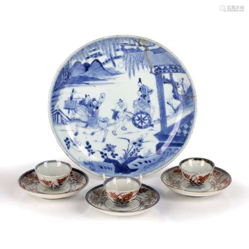 Three export miniature tea bowls and saucers Chinese, early ...