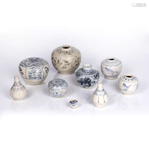 Nine blue and white vessels Chinese, 16th Century possibly H...