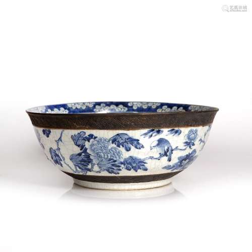 Crackleware blue and white punch bowl Chinese, 19th Century ...
