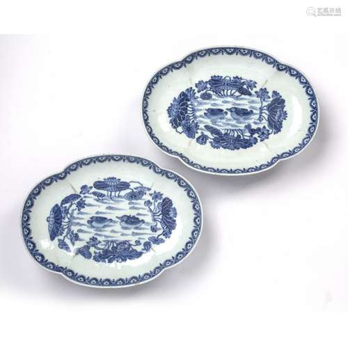 Pair of blue and white porcelain stands Chinese, 19th Centur...