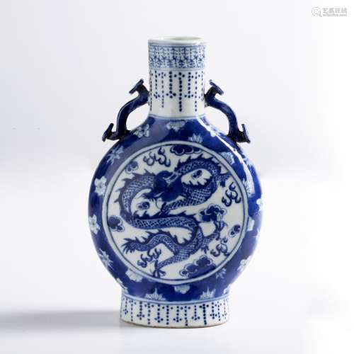 Blue and white moonflask Chinese, 19th century decorated to ...