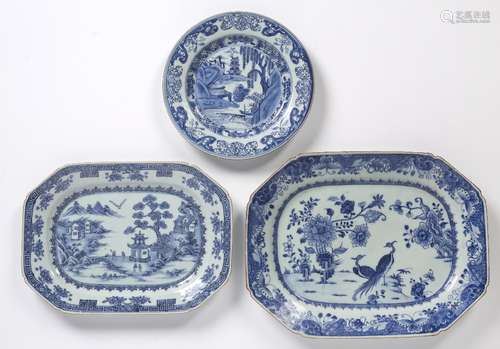 Two blue and white octagonal meat dishes Chinese, 18th/19th ...