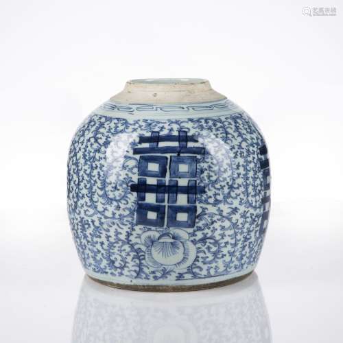 Blue and white ginger jar Chinese, 19th Century decorated to...