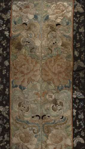 Chinese silk sleeve panels embroidered decoration of insects...