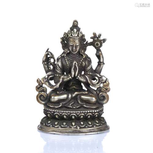 Miniature white metal model of Shadakshari Sino-Tibetan the ...