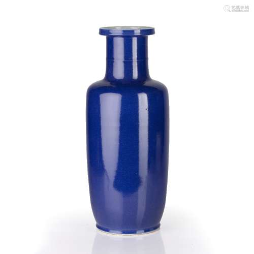 Blue glazed rouleau vase Chinese, 18th/19th Century the body...