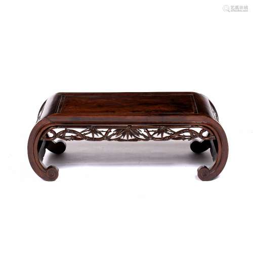 Hardwood kang table Chinese, circa 1900 carved with bamboo f...